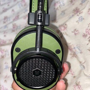 Master & Dynamic Green Headphones with Black Polka Dot